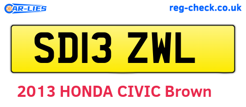SD13ZWL are the vehicle registration plates.