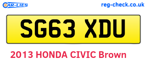 SG63XDU are the vehicle registration plates.