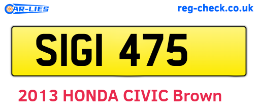 SIG1475 are the vehicle registration plates.