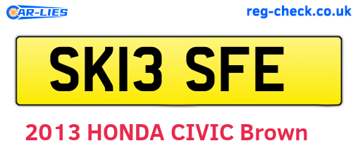 SK13SFE are the vehicle registration plates.