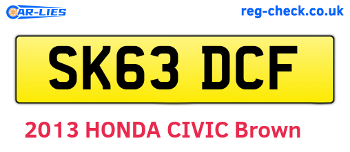 SK63DCF are the vehicle registration plates.