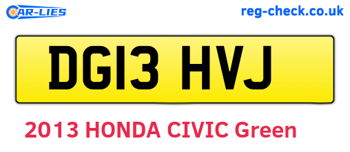 DG13HVJ are the vehicle registration plates.