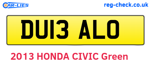 DU13ALO are the vehicle registration plates.