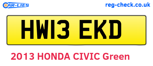 HW13EKD are the vehicle registration plates.