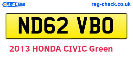 ND62VBO are the vehicle registration plates.