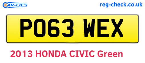 PO63WEX are the vehicle registration plates.