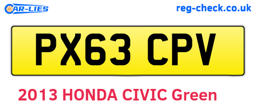 PX63CPV are the vehicle registration plates.