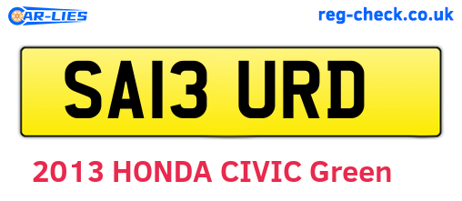 SA13URD are the vehicle registration plates.