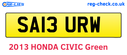 SA13URW are the vehicle registration plates.
