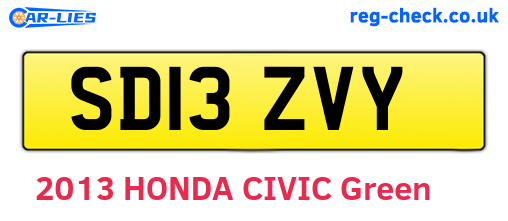 SD13ZVY are the vehicle registration plates.