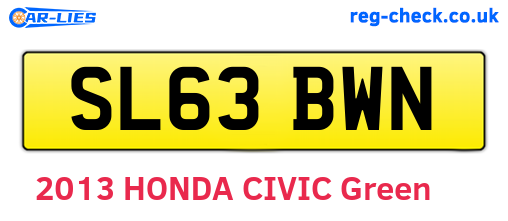 SL63BWN are the vehicle registration plates.