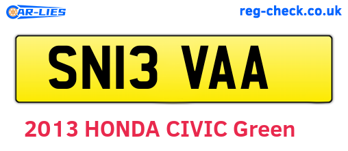 SN13VAA are the vehicle registration plates.