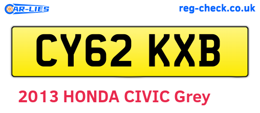 CY62KXB are the vehicle registration plates.