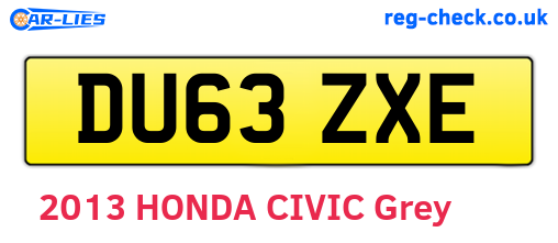 DU63ZXE are the vehicle registration plates.