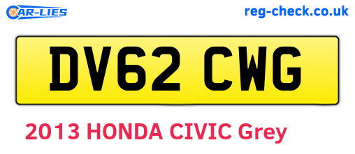 DV62CWG are the vehicle registration plates.