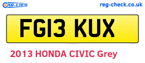 FG13KUX are the vehicle registration plates.