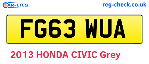 FG63WUA are the vehicle registration plates.