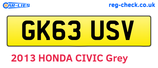 GK63USV are the vehicle registration plates.