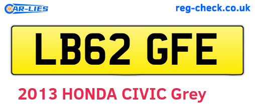 LB62GFE are the vehicle registration plates.