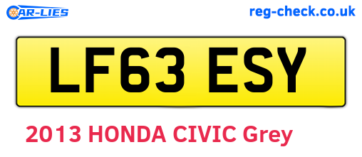 LF63ESY are the vehicle registration plates.