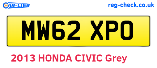 MW62XPO are the vehicle registration plates.