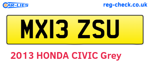 MX13ZSU are the vehicle registration plates.
