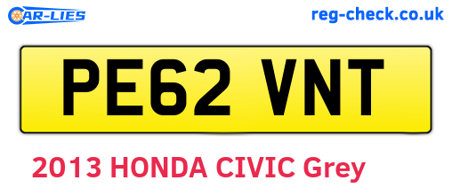 PE62VNT are the vehicle registration plates.