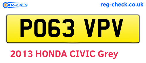 PO63VPV are the vehicle registration plates.