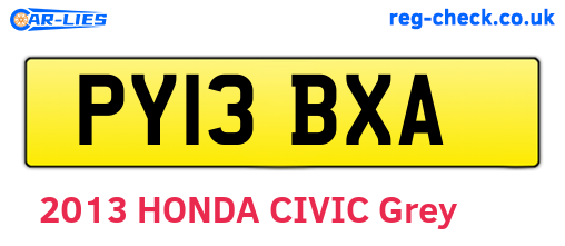 PY13BXA are the vehicle registration plates.
