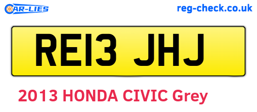 RE13JHJ are the vehicle registration plates.