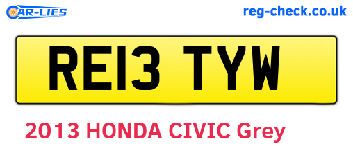 RE13TYW are the vehicle registration plates.