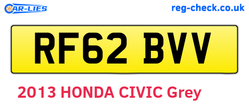 RF62BVV are the vehicle registration plates.