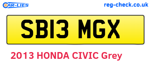 SB13MGX are the vehicle registration plates.