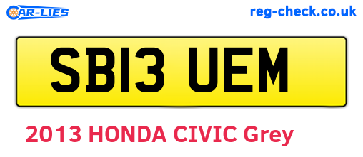 SB13UEM are the vehicle registration plates.