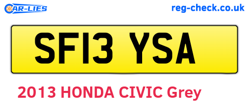 SF13YSA are the vehicle registration plates.