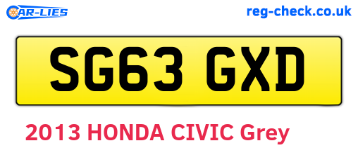 SG63GXD are the vehicle registration plates.