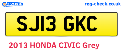 SJ13GKC are the vehicle registration plates.