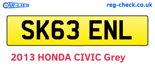 SK63ENL are the vehicle registration plates.