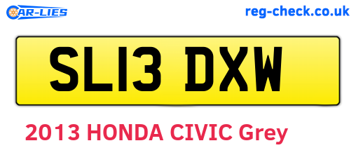 SL13DXW are the vehicle registration plates.