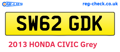SW62GDK are the vehicle registration plates.