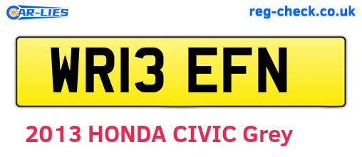 WR13EFN are the vehicle registration plates.