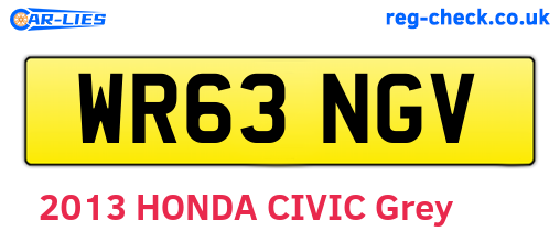 WR63NGV are the vehicle registration plates.