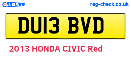 DU13BVD are the vehicle registration plates.