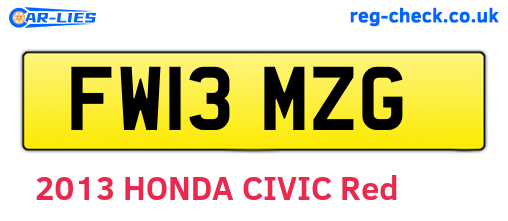 FW13MZG are the vehicle registration plates.