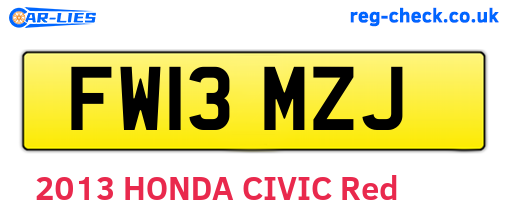 FW13MZJ are the vehicle registration plates.