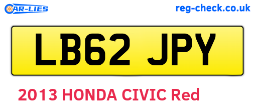 LB62JPY are the vehicle registration plates.