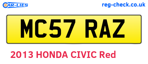 MC57RAZ are the vehicle registration plates.