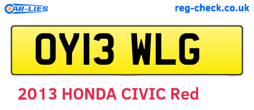 OY13WLG are the vehicle registration plates.