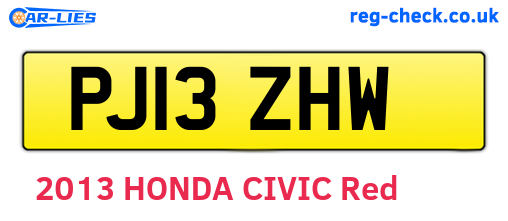 PJ13ZHW are the vehicle registration plates.