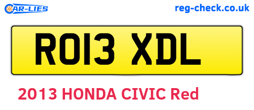 RO13XDL are the vehicle registration plates.
